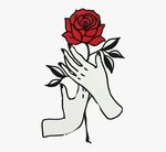 Roses Drawings Hands , Png Download - Rose In Hand Drawing, 